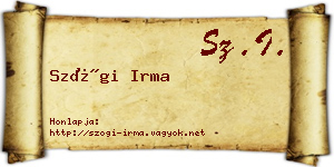 Szögi Irma névjegykártya
